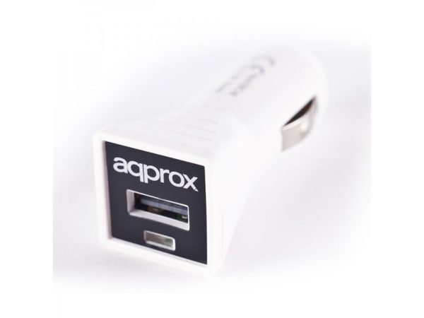 CARGADOR USB APPROX COCHE BLANCO