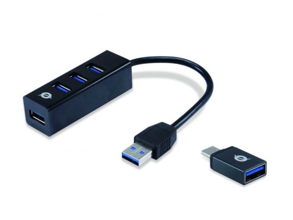 HUB CONCEPTRONIC USB 3.0 4 PUERTOS + ADAP. USB-C