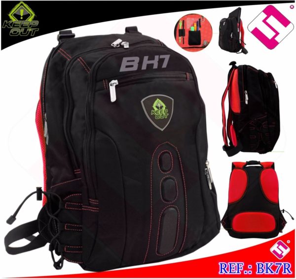 MOCHILA KEEP OUT BK7R NEGRA ROJA 15.6"