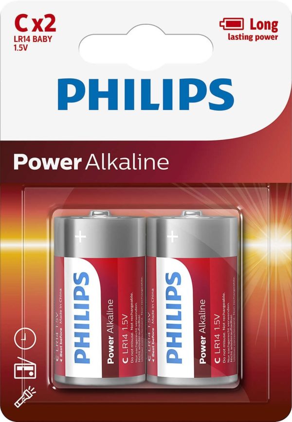 PILAS PHILIPS ALCALINA C-LR14 1.5V PACK 2