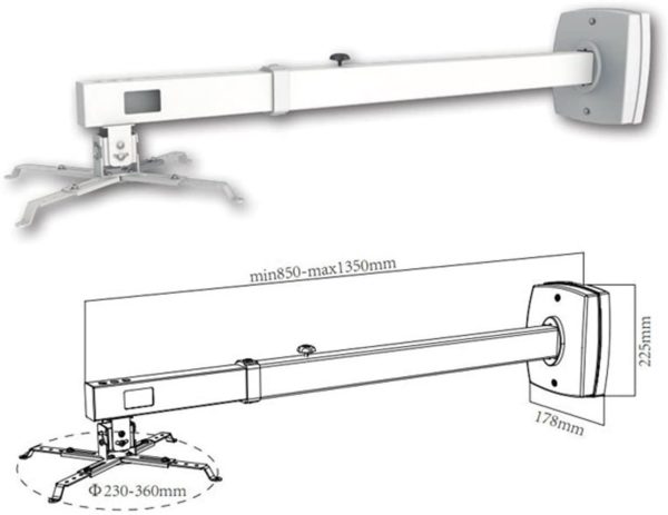 SOPORTE APPROX PARED PROYECTOR CORTO ALCANCE