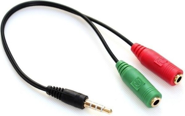 CABLE 3GO JACK 3,5"M A 2X3,5"H 15CM (MICRO+AUR)