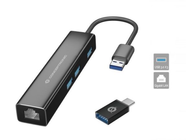 ADAPTADOR CONCEPTRONIC USB-A 3X USB 3.0 Y RED GIGA