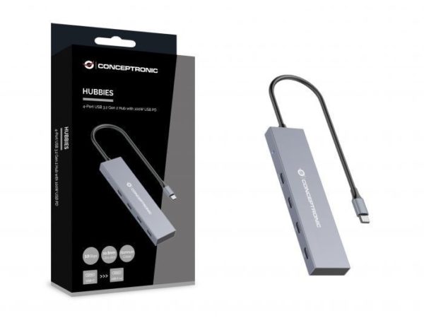 HUB CONCEPTRONIC USB 3.2 GEN 1, 4P USB-C, 100W PD