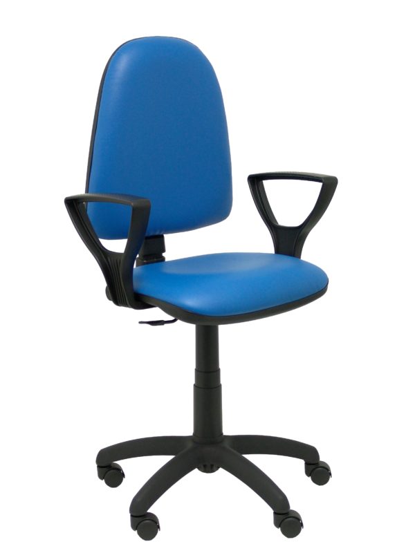 SILLA AYNA SIMILPIEL AZUL CON BRAZOS