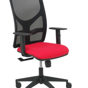 SILLA MOTILLA MALLA NEGRA ASIENTO BALI ROJO BRAZO