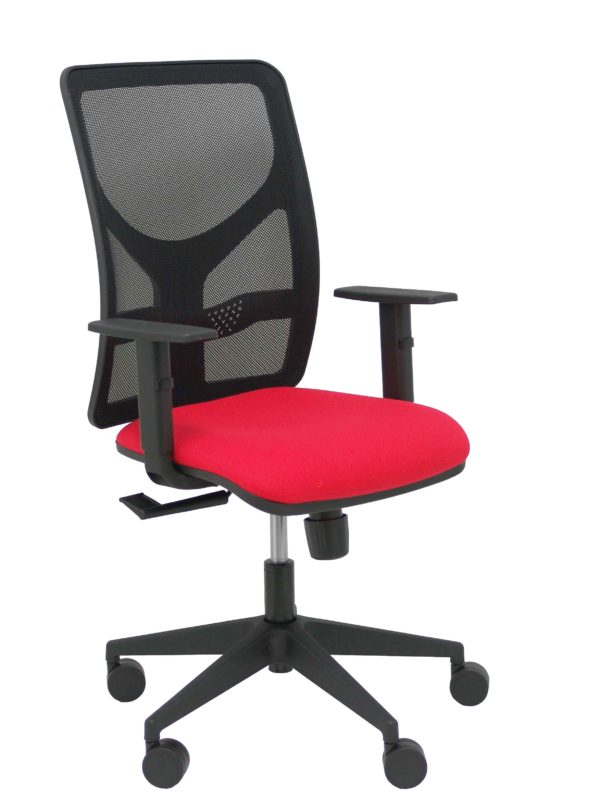 SILLA MOTILLA MALLA NEGRA ASIENTO BALI ROJO BRAZO