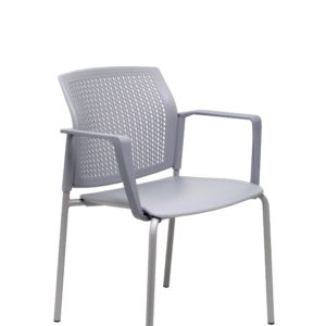 PACK 4 SILLAS SEGE PVC GRIS, CHASIS GRIS CON BRAZO