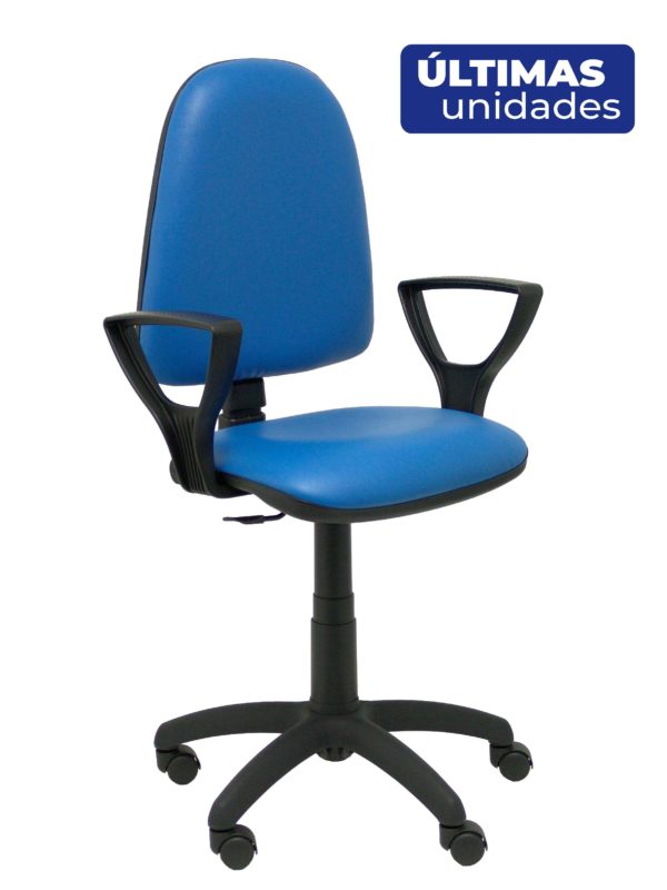 SILLA AYNA SIMILPIEL ANTIBACTERIAS AZUL CON BRAZOS