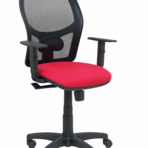 SILLA ALOCEN MALLA NEGRA ASIENTO BALI ROJO BRAZOS