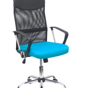 SILLA GONTAR RESPALDO MALLA NEGRO ASIENTO TURQUESA
