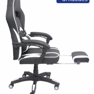 SILLA GAMING BONETE SIMILPIEL NEGRO Y BLANCO CON R