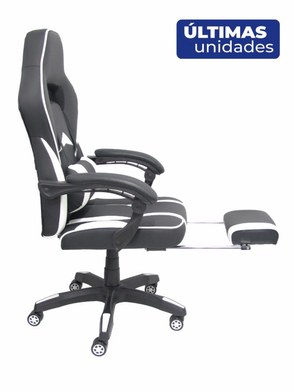 SILLA GAMING BONETE SIMILPIEL NEGRO Y BLANCO CON R