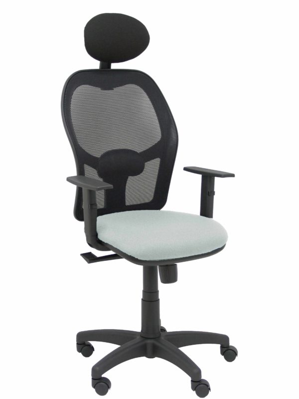 SILLA ALOCEN MALLA NEGRA ASIENTO BALI GRIS BRAZOS
