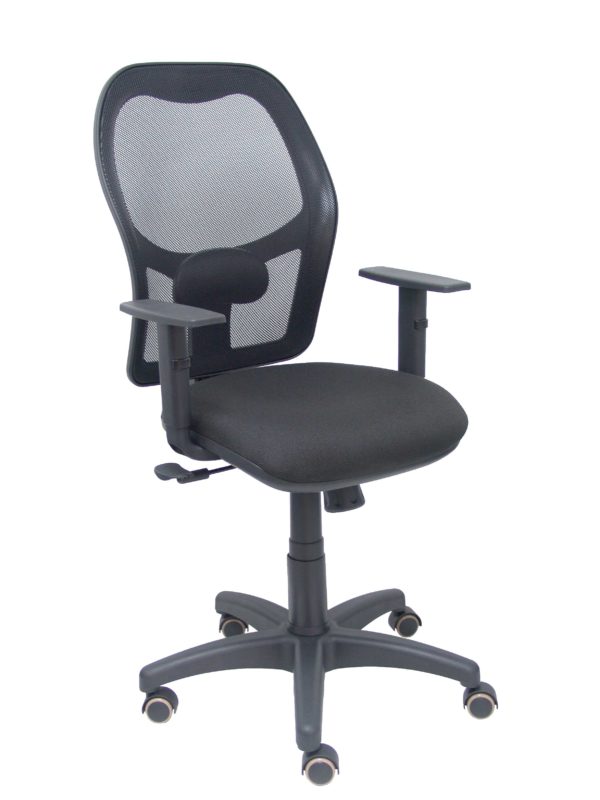 SILLA ALOCEN MALLA NEGRA ASIENTO BALI NEGRO BRAZOS
