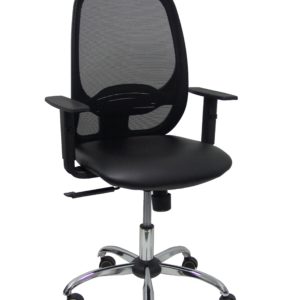 SILLA CILANCO NEGRA MALLA NEGRA ASIENTO SIMILPIEL