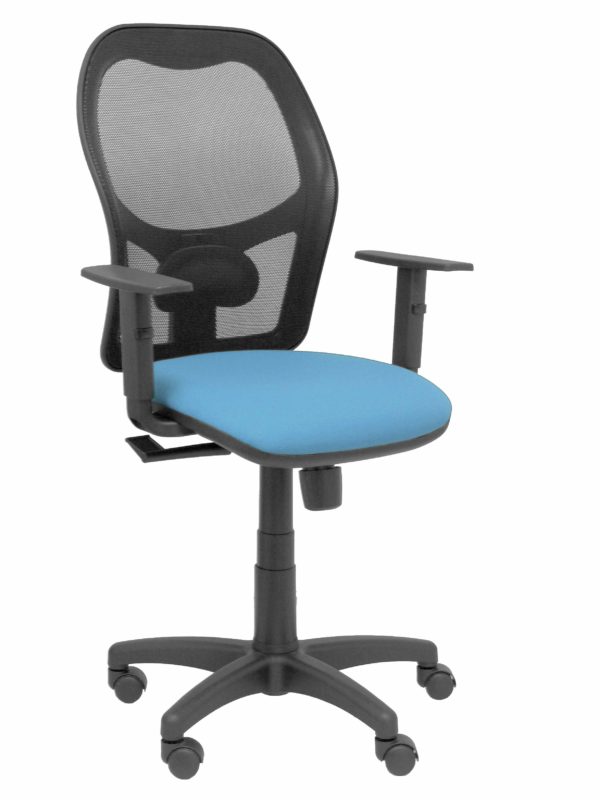 SILLA ALOCEN MALLA NEGRA ASIENTO BALI AZUL BRAZOS