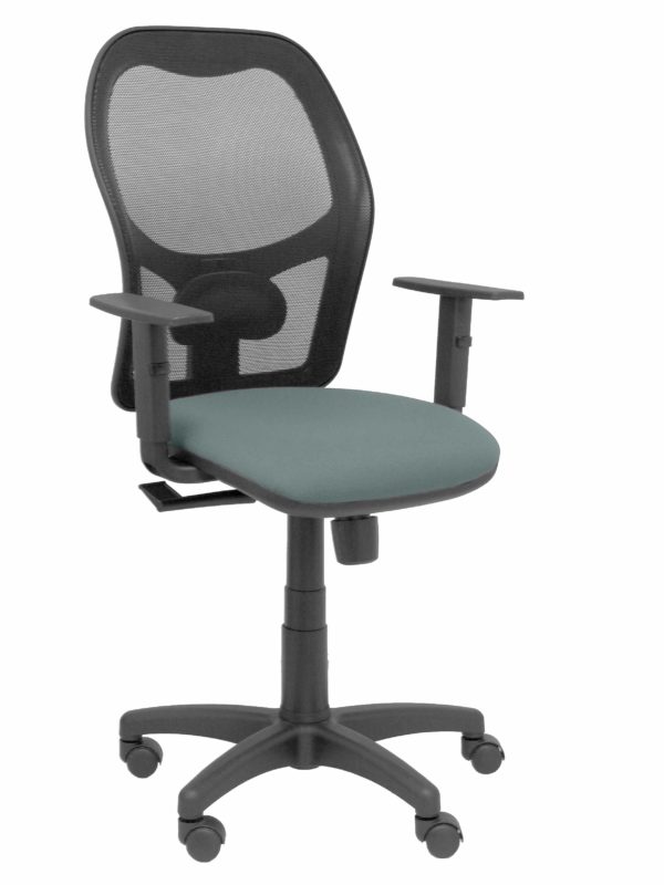 SILLA ALOCEN MALLA NEGRA ASIENTO BALI GRIS BRAZOS