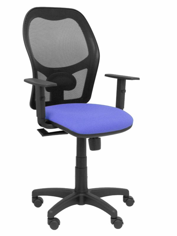 SILLA ALOCEN MALLA NEGRA ASIENTO BALI AZUL BRAZOS